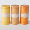 2002170 Pillar candle Vela, 3 ass, H 15 cm, d 7 cm, Dark Orange