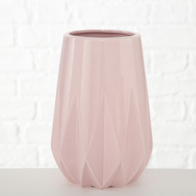 1016816 Vase Morelia, 2 ass, H 22 cm, Stone ware, Pink rose